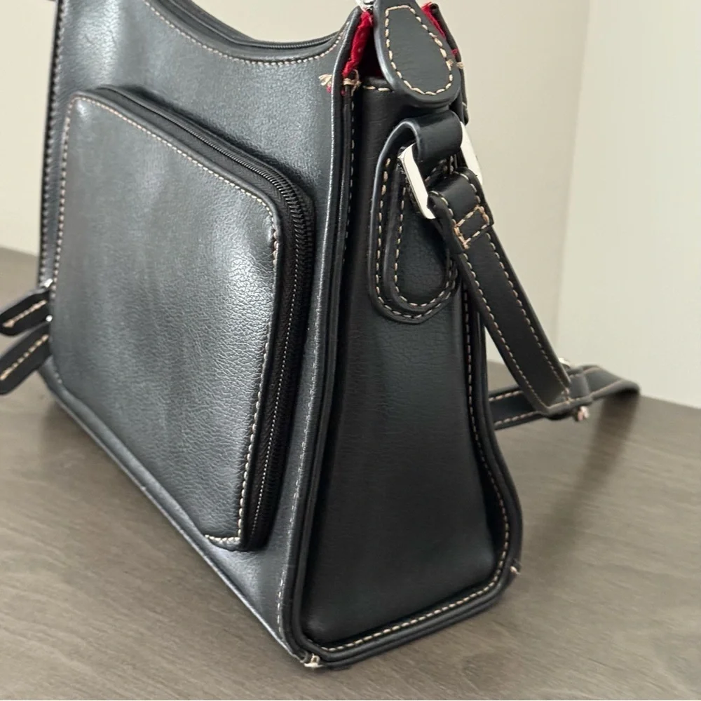 Liz Claiborne Black Leather Shoulder Strap Women's Handbag